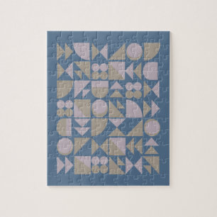 Geometriska former av Modet Retro Mid Century Blue Pussel