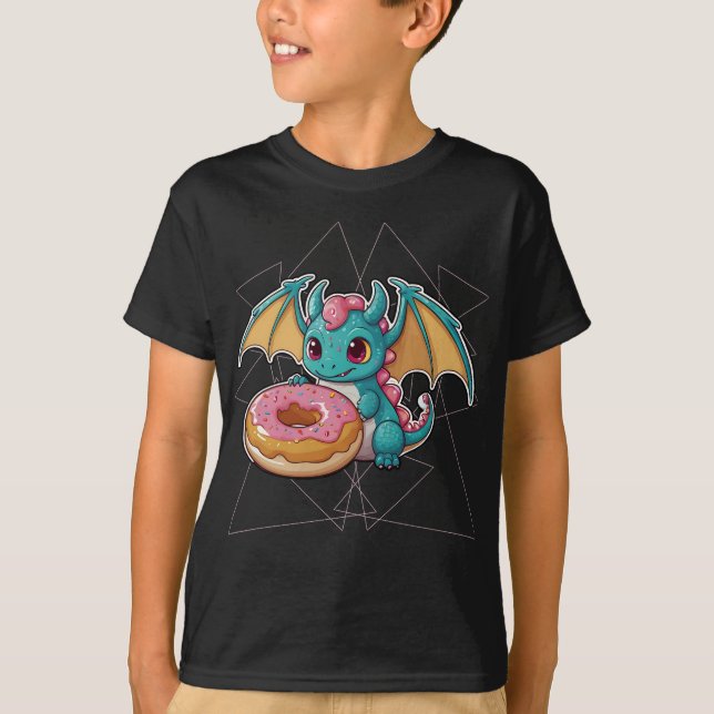 Geometriska former Cute Baby Dragon T Shirt (Framsida)