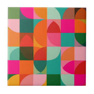 Geometriska former Färgfull Abstrakt Mönster Retro Kakelplatta
