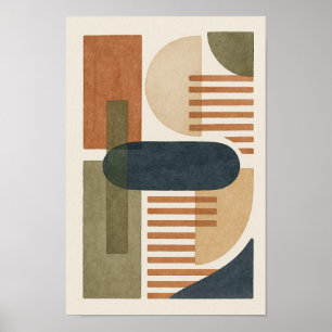 Geometriska former för abstrakt Earth Tone Poster