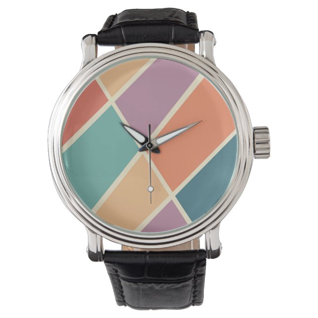 Geometriska former för färgfulla abstrakter design armbandsur (Framsida)