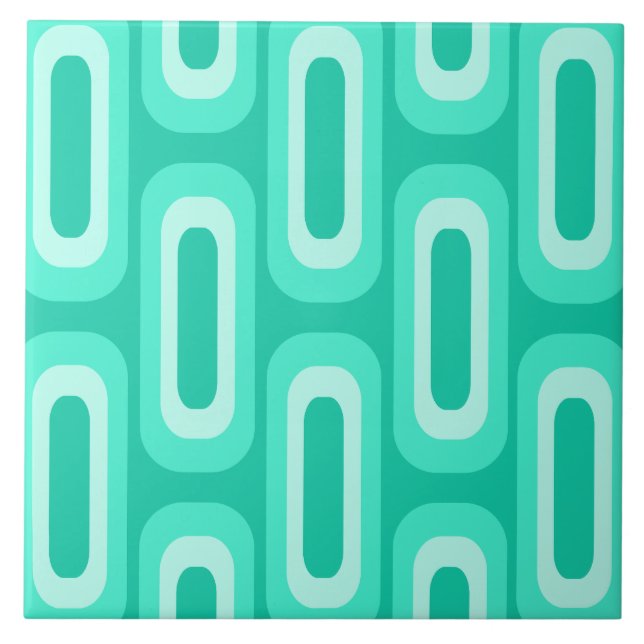 Geometriska former för medelårhundradets turkos kakelplatta (Framsidan)