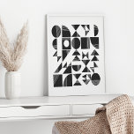 Geometriska former för modern Abstrakt | Svartvit Poster<br><div class="desc">Detta moderna minimalistiska mönster i tidlös svartvitt uppvisar abstraktens geometriska former där organiskt linjer flyter genom varje motiv.</div>