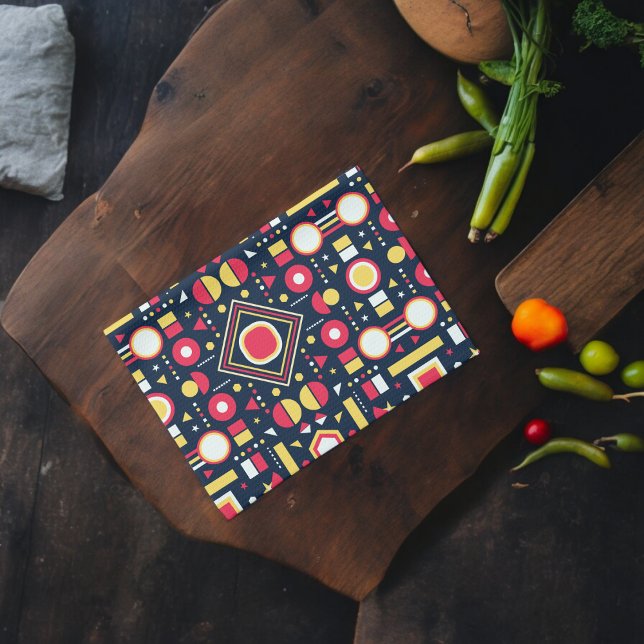 Geometriska former för multifärgad kökshandduk (Kitchen Towel)