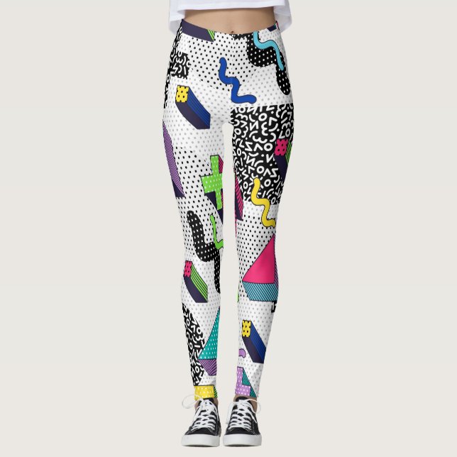Geometriska former för multifärgad, Retur mönster. Leggings (Framsida)