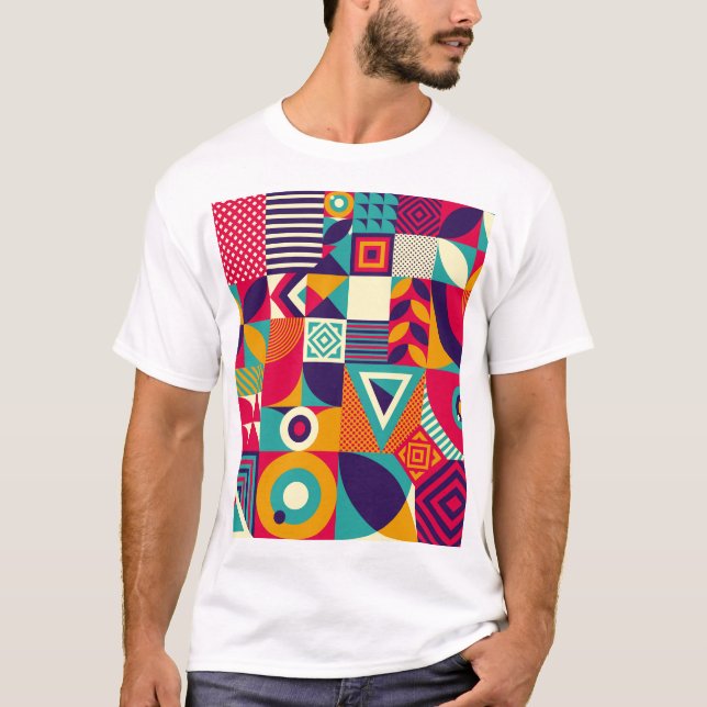 Geometriska former för popup-abstrakt, sömlösa mön t shirt (Framsida)