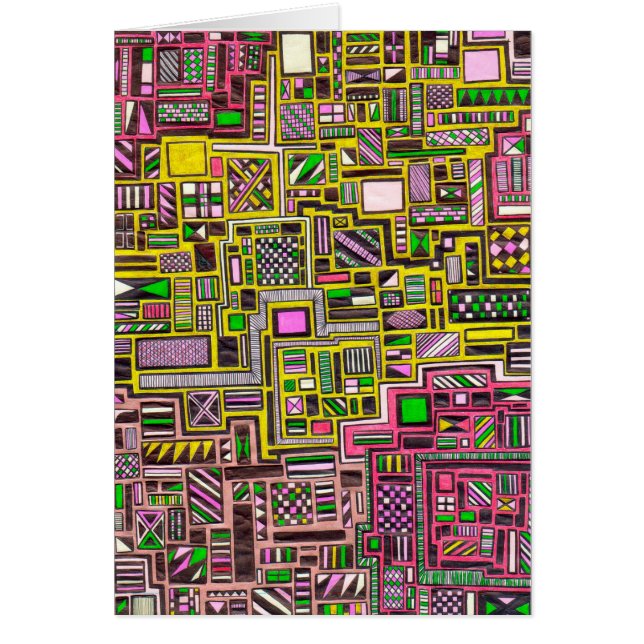 Geometriska former för rosa och Gult popkonslag Hälsningskort (Framsidan)