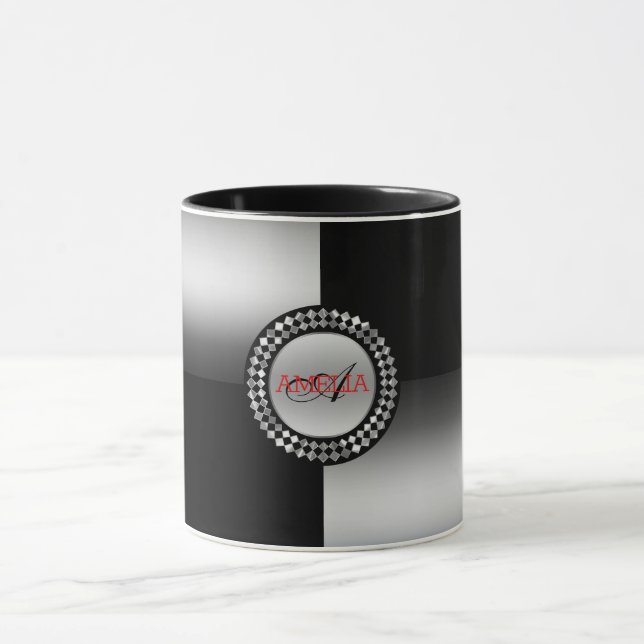 Geometriska former för silver och svart mugg (Center)