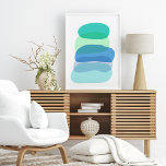 Geometriska former för söt Abstrakt i blått och Gr Poster<br><div class="desc">Den här söta designen av modern konst har abstrakt av organiska former i en söt färg palett av teal,  blått och grönt.</div>