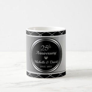 Geometriska former för svart och Silver Kaffemugg