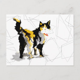 Geometriska former för vattenfärg Calico Cat Vykort