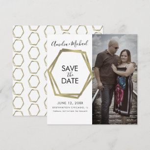 Geometriska former Guld Save the Date-kort Kort