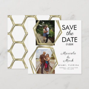 Geometriska Former Guld Save The Dates Foto Kort