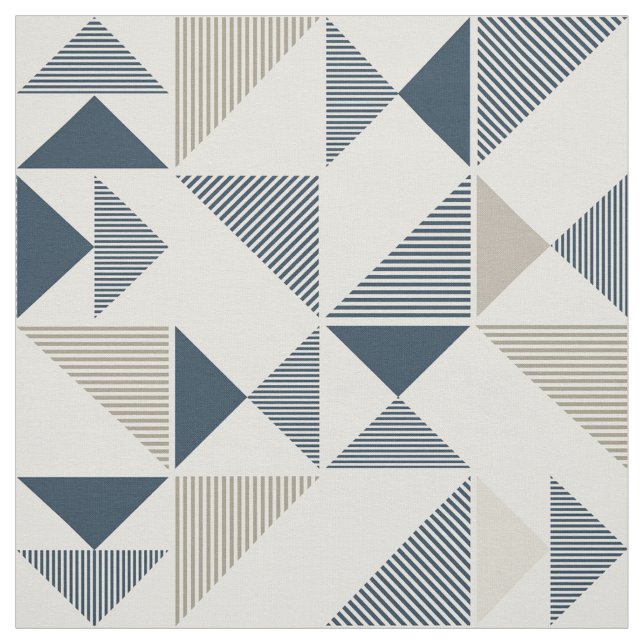Geometriska former i Blue & Beige Tyg (Provkarta)