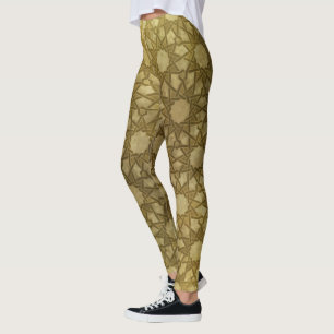 Geometriska former i guld leggings