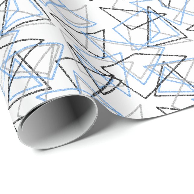 Geometriska former i krita på vitt  presentpapper (Rullad Hörn)