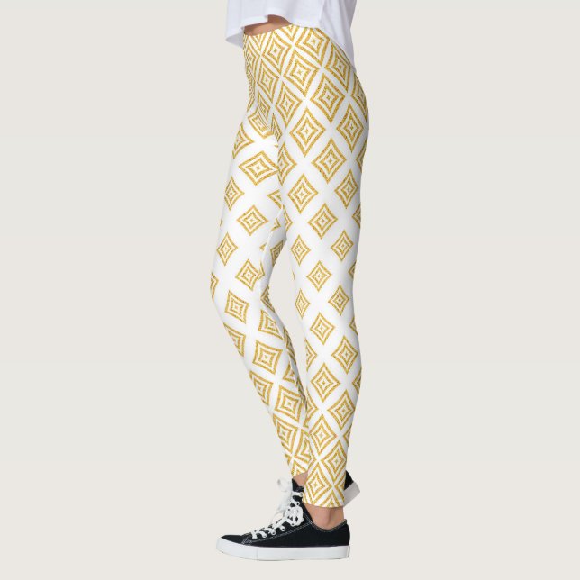Geometriska former i modern Guld Glitter Leggings (Vänster)