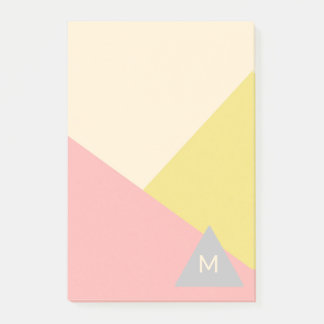 Geometriska former i pastellfärger med monogram post-it block