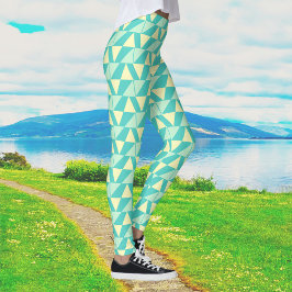 Geometriska former i turkos och Gult Leggings