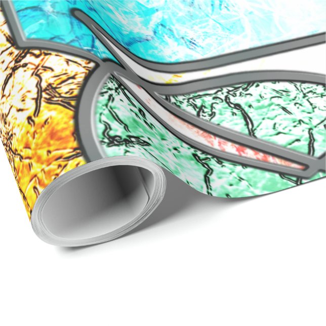 Geometriska former med konstig vitaktigt struktur presentpapper (Rullad Hörn)