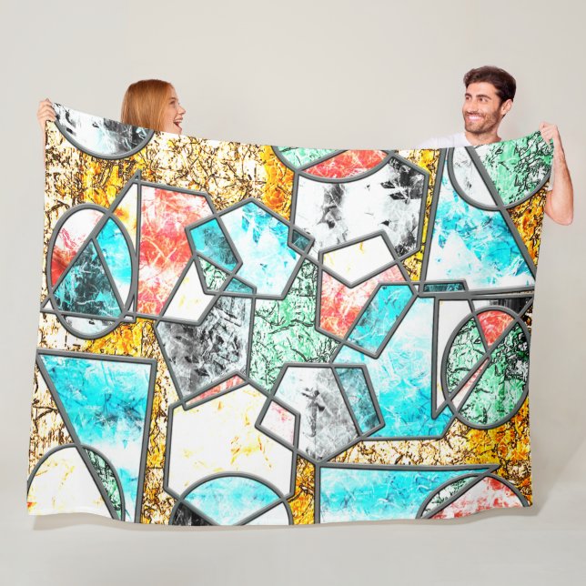 Geometriska former med märkligt vitaktigt struktur fleecefilt (På plats)