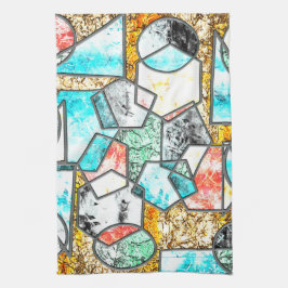 Geometriska former med märkligt vitaktigt struktur kökshandduk