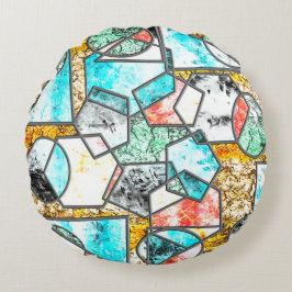 Geometriska former med märkligt vitaktigt struktur rund kudde