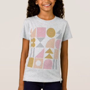 Geometriska former Mönster i Pastel Rosa och Guld T Shirt