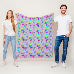 Geometriska former Mönster Vintage Stil 01x4 LGrey Fleecefilt