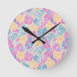 Geometriska former och Linjer i Pastel Färg Rund Klocka