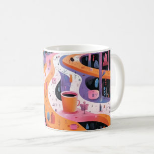 Geometriska former och livfulla färger Väggkonsttr Kaffemugg