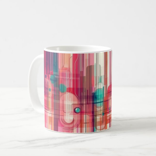 Geometriska former och livfulla färger Väggkonsttr Kaffemugg (Framsida vänster)