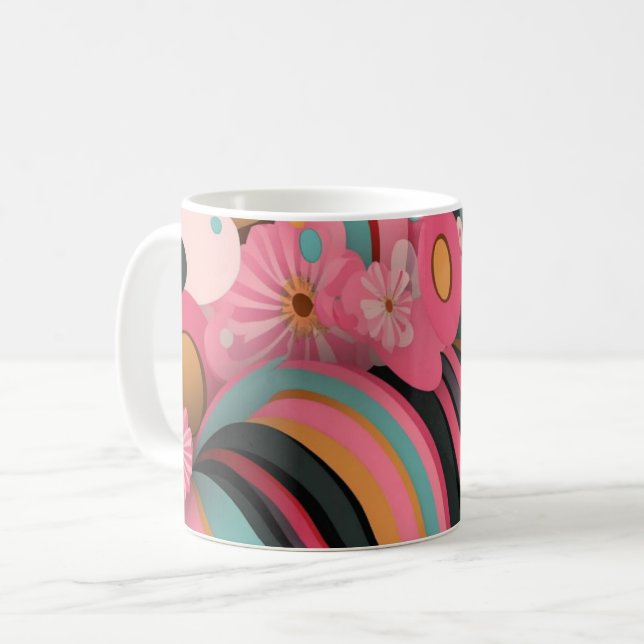 Geometriska former och livfulla färger Väggkonsttr Kaffemugg (Framsida vänster)