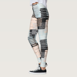 Geometriska former och rand leggings