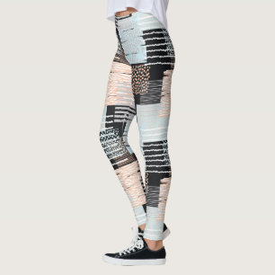 Geometriska former och rand leggings
