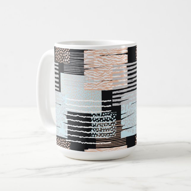 Geometriska former och ränder kaffemugg (Framsida vänster)