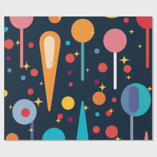 Geometriska former och stjärnor på svart bakgrund presentpapper