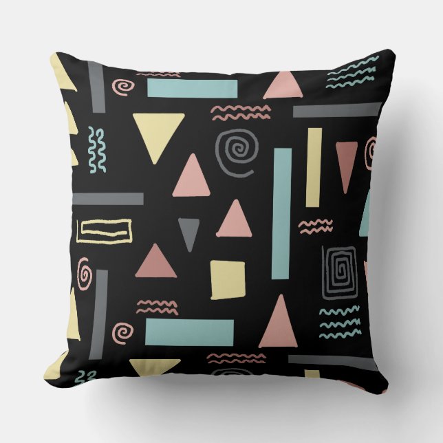 Geometriska former svarta mönster kudde (Framsida)