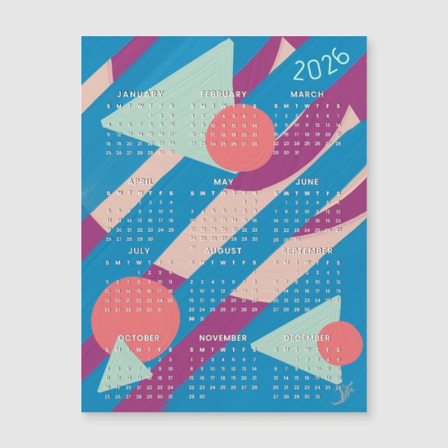 Geometriska former vintagefärger - 2026 kalender  (Framsida)
