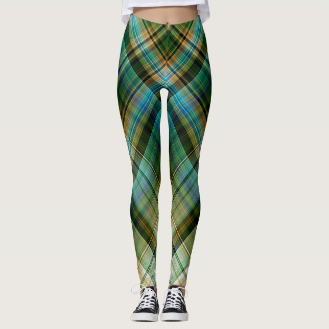 Geometriska gröna blått leggings (Framsida)