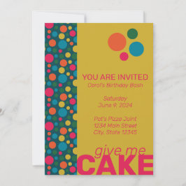 Geometriska gröna och gula cirkelprickar inbjudningar