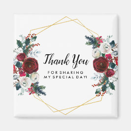 Geometriska Guld burgundyvinter i Ram Magnet