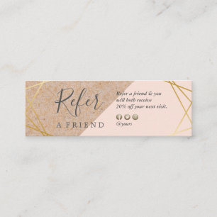 Geometriska guld- Kraft skrivev ut Lt Pastell Rosa Mini Visitkort
