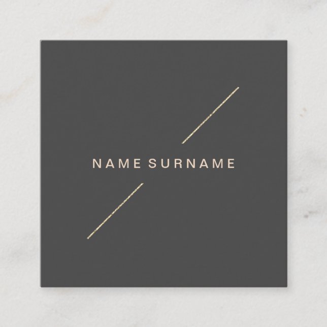 Geometriska guld- moderna Minimalist mörka grå Fyrkantigt Visitkort (Framsida)