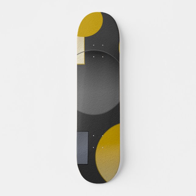 GEOMETRISKA GULTER AV SVART GRÅTT MINI SKATEBOARD BRÄDA 18,5 CM (Framsida)