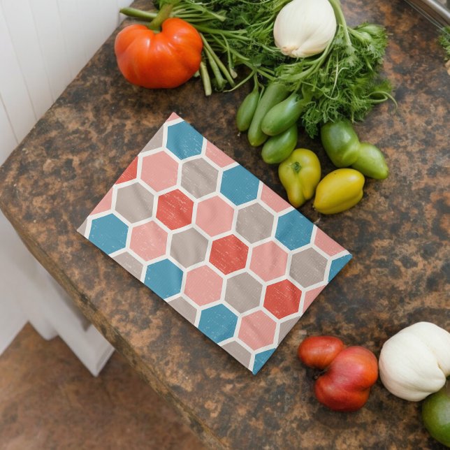 Geometriska hexagonformer kökshandduk (Kitchen Towel)