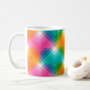Geometriska hjärtan i psykodelic färg (1) kaffemugg
