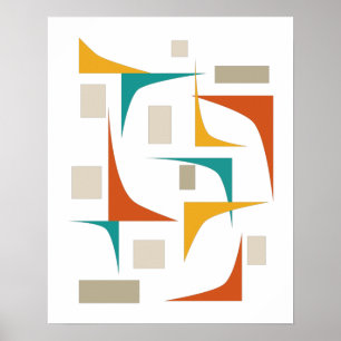 Geometriska hörn för färgfulla Abstrakter i mitten Poster