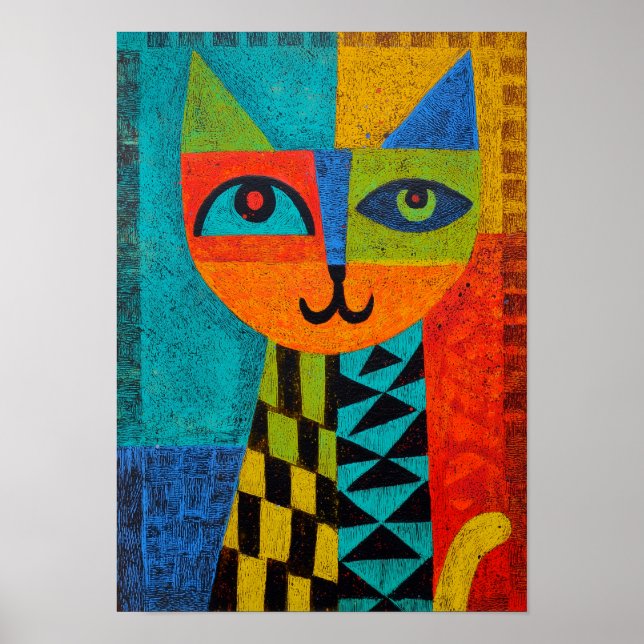 Geometriska katter – djärva, ljusa och lekfulla poster (Framsidan)