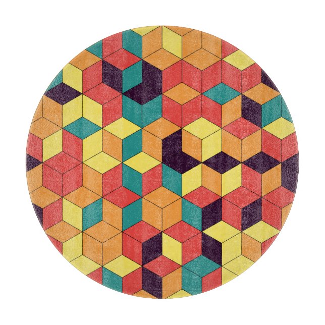 Geometriska kuber, färg, sömlös, vintage mönster. (Framsidan)